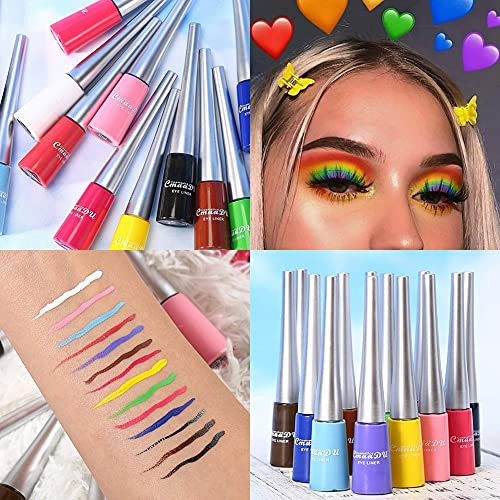 Novobey Matte Liquid Eyeliner Set Novobey 14 Colors Colorful Neon White Red Blue Yellow Green Eye Liners Waterproof High Pigmented Long Lasting Quick Dry Rainbow Eyeliner Pencil Eyes Makeup Kit