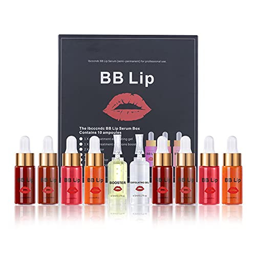 Novobey Bb Lips Serum Kit Semi Permanent Lip Make-Up Treatment 4 Color Lip Gloss Lip Tint For Lip Pigment Professional Makup Kit Including 4 Colors Liquid Lip Pigments Exfoliating Gel And Booster