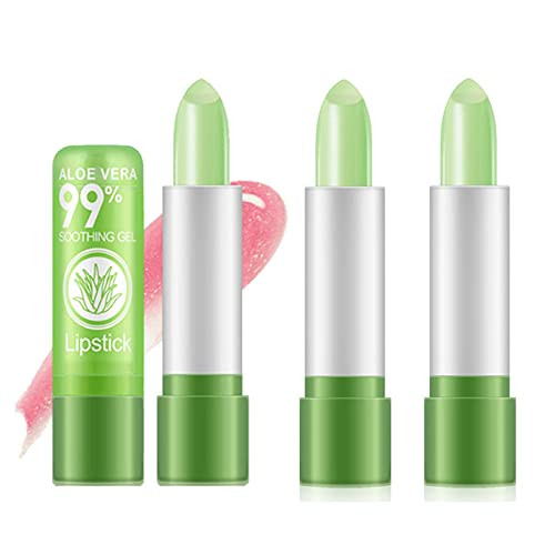 Novobey 3 Pack Aloe Vera Lipstick Novobey Long Lasting Nourishing Lip Balm Lips Moisturizer Temperature Color Changing Lip Gloss Moisturizing Improve Dry Lip