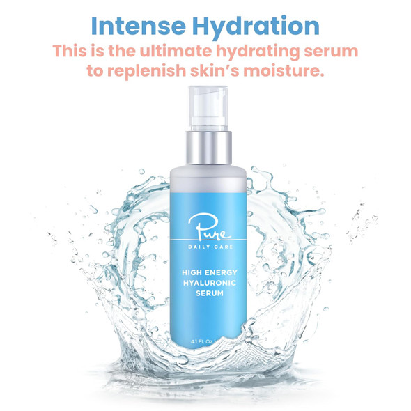Pure Daily Care High Energy Hyaluronic Serum (1Oz) - Hydrating Clinical Grade Hyaluronic Acid Serum