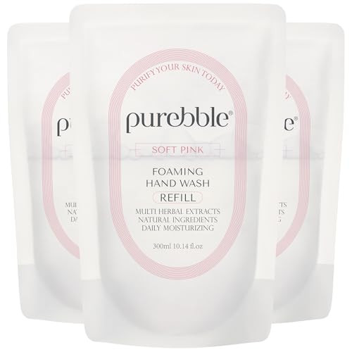 Purebble Foaming Hand Wash Soft Pink 10.14Fl.Oz (Refill Pack Of 3)