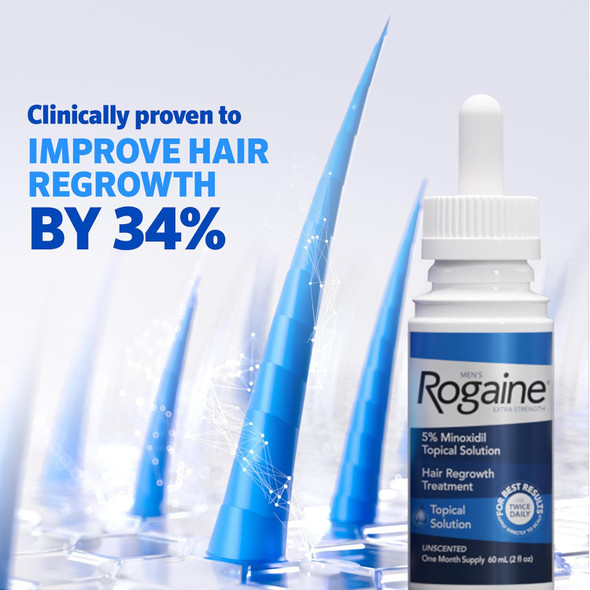 Rogaine Menã¢‚¬„¢S Rogaine Extra Strength 5% Minoxidil Topical Solution For Thinning & Hair Loss Clinically Proven Fda Approved Minoxidil For Men Treatment Regrow Fuller Hair 3 Month Supply 3 Bottles