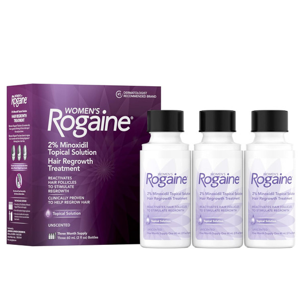 Rogaine Women'S Rogaine 2% Minoxidil Topical Solution For Hair Thinning And Loss Topical Treatment For Women'S Hair Regrowth 3-Month Supply