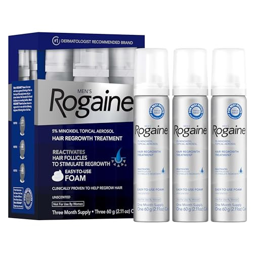 Rogaine Menã¢‚¬„¢S Rogaine 5% Minoxidil For Men Foam Clinically Proven Regrowth For Thinning Hair Topical Hair Loss Treatment Unscented Topical Aerosol Results In 8Ã¢‚¬Œ16 Weeks 3-Month Supply 3 X 2.11 Oz