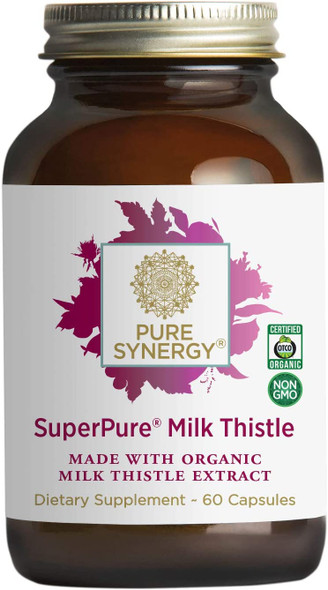 Pure Synergy SuperPure Milk Thistle Extract | 60 Capsules | Made with Organic Ingredients | Non-GMO | Vegan | with 260 mg of Organic Silymarin for Healthy Liver Function
