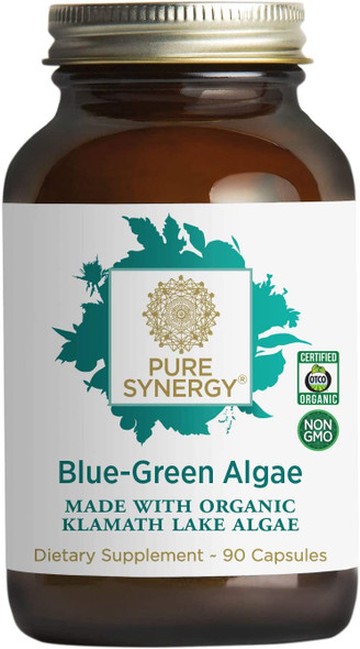 Pure Synergy Blue-Green Algae | 90 Capsules | Made with Organic Ingredients | Non-GMO | Vegan | Sourced from Upper Klamath Lake Oregon