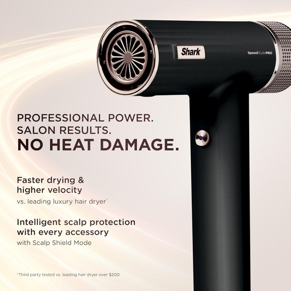Shark Speedstyle Pro Flex Professional Performance High-Velocity Hair Dryer System With Scalp Shield & Iq Speed Styling And Drying Suite Lightweight Ionic No Heat Damage Mocha Silver Hd542