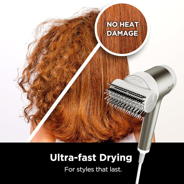 Shark Hd112Brn Hair Blow Dryer Hyperair Ionic Hair Dryer With 2-In-1 Concentrator And Styling Attachments Auto Presets Rotatable Hot Air Brush No Heat Damage Ionic Stone