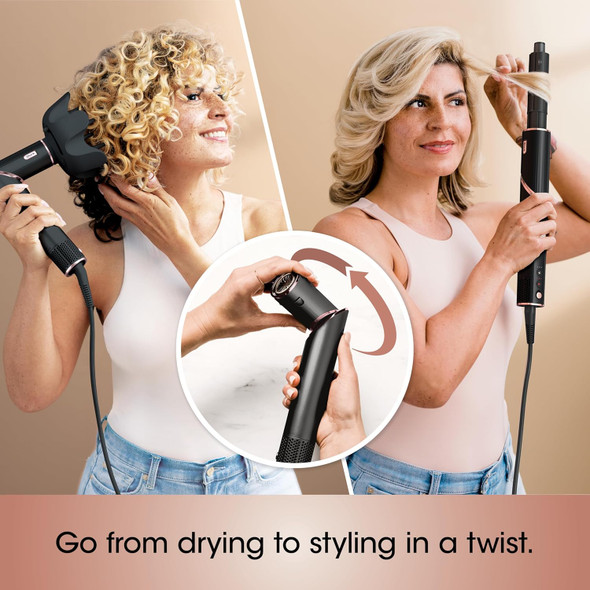 Shark Hair Dryer Flexstyle Hair Styling System Portable & Powerful Blow Dryer Brush Hair Curler & Volumizer 6 Styling Tools Included Best For All Hair Types Black Hd440Bk