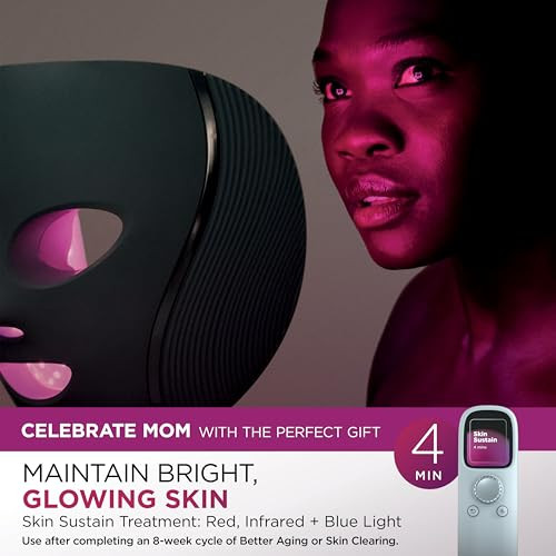 Shark Cryoglow Lilac Chill Led Face Mask + Smoothstyle Heated Comb & Blow Dryer Brush Dual Mode For All Hair Types With Under-Eye Cooling Anti-Ageing & Blemish Repair Red & Blue Led