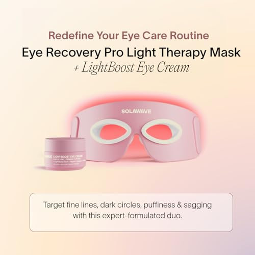 Solawave Eye Recovery Pro Kit Red Light Therapy Eye Mask + Lightboost Eye Cream Reduce Fine Lines & Wrinkles Under Eye Dark Circles & Puffiness