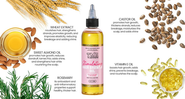 The Mane Attraction Hair Oil For All Hair Types Infused With Rosemary Oil Castor Oil & Black Seed Oil - Stimulating Hair Growth Seals In Moisture Soothes Irritated Scalp. Mini 2Oz