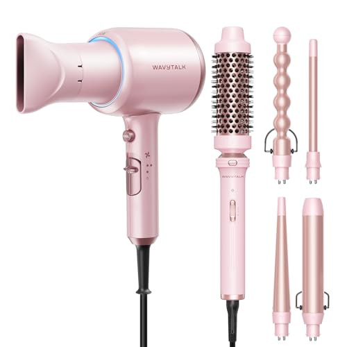 Wavytalk Blown Away Onic Hair Dryer Pink And 5 In 1 Curling Iron
