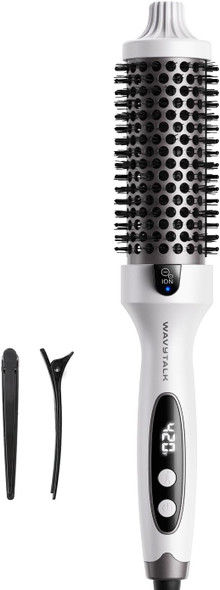 Wavytalk Thermal Brush Blowout Boost 1.5 Inch Heated Round Brush For Blowout Look Dual Voltage Pink Sakura Tourmaline Ceramic Negative Ion Technology 5 Temperature Settings Less Damage