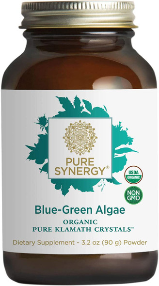 Pure Synergy Blue-Green Algae | 3.2 oz Powder | USDA Organic | Non-GMO | Vegan | Sourced from Upper Klamath Lake Oregon