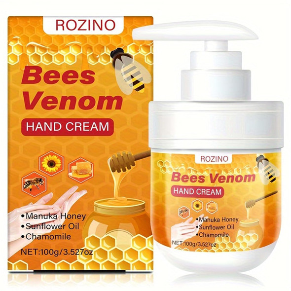 Xiaoks Bees Venom Hand Cream 100G/3.527Oz With Manuka Honey Sunflower Oil & Chamomile Nourishing & Hydrating Non - Greasy Pump Dispenser For Easy Use (3.527Oz)