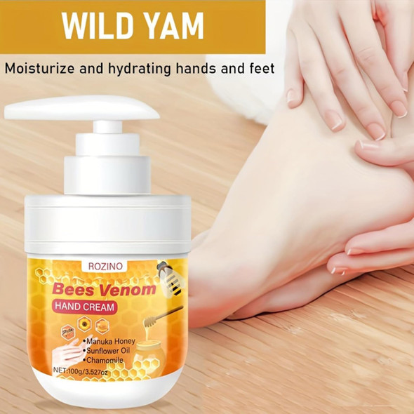 Xiaoks Bees Venom Hand Cream 100G/3.527Oz With Manuka Honey Sunflower Oil & Chamomile Nourishing & Hydrating Non - Greasy Pump Dispenser For Easy Use (3.527Oz)