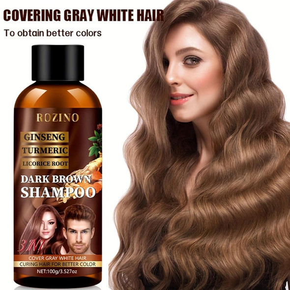 Xiaoks 3-In-1 Dark Brown Shampoo With Ginseng Turmeric & Licorice Root - Covers Gray/White Hair Nourishes & Colors Hair For Long-Lasting Vibrant Dark Brown Easy At-Home Use For All Hair Types (3.527Floz)