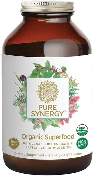 Pure Synergy Superfood | 12.5 oz | Made with Organic Ingredients | Non-GMO | Vegan | Green Superfood Powder with 60+ Greens, Veggies and Herbs for Energy and Wellness