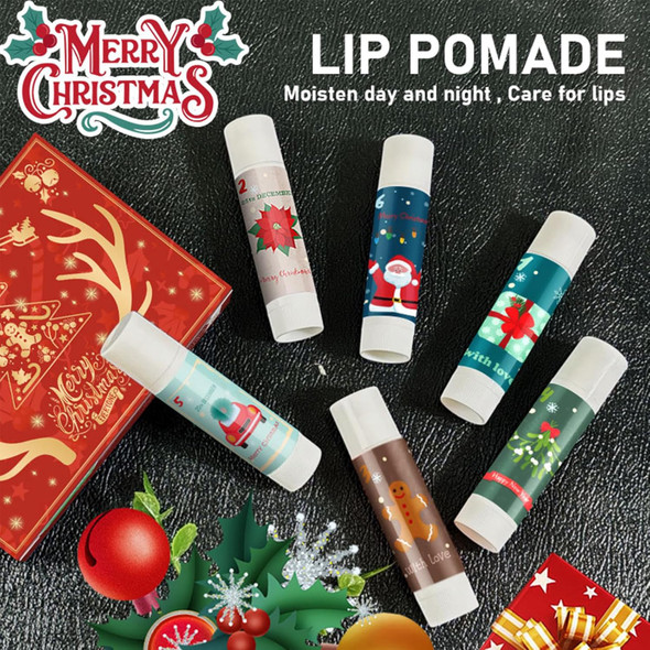 Xiaoks Christmas Lip Balm Set 6 Pcs Festive Themed Lip Balms With Essential Oils For Moisturizing Prevent Dry Chapped Lips Xmas Lip Care Set With Cute Packaging Perfect Holiday S (B-6Pcs)