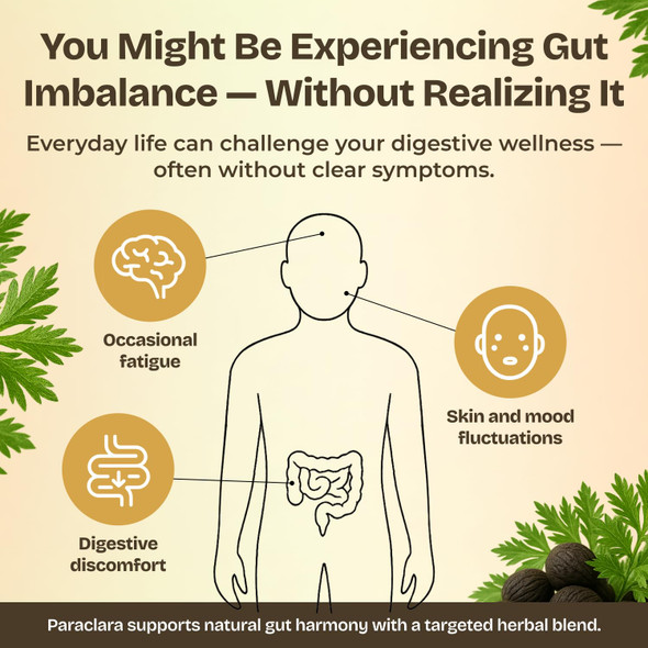 Serene Herbs Paraclara Wormwood Black Walnut Hull Clove Supplement - Cleanse & Detox for Humans - Natural Gut Health Digestive Formula for Children & Adults - Supports Digestion & Energy - 60 Capsules