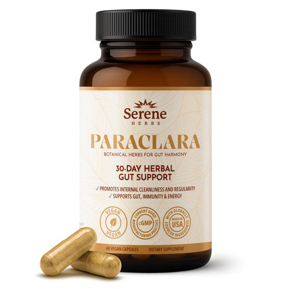 Serene Herbs Paraclara Wormwood Black Walnut Hull Clove Supplement - Cleanse & Detox for Humans - Natural Gut Health Digestive Formula for Children & Adults - Supports Digestion & Energy - 60 Capsules