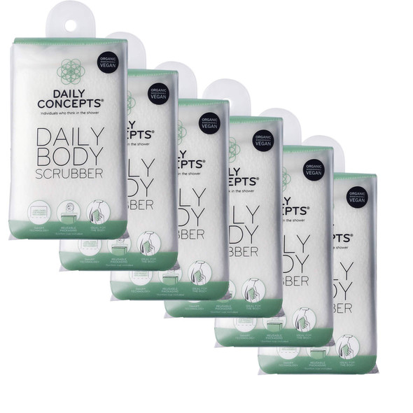 DAILY CONCEPTS Daily Body Scrubber Soy-Based And Organic Cotton. The Bath Sponge Deeply Cleanses The Skin And Creates A Rich Foamy Lather. The Outer Texture Provides A Gentle Exfoliationg - Pack of 6