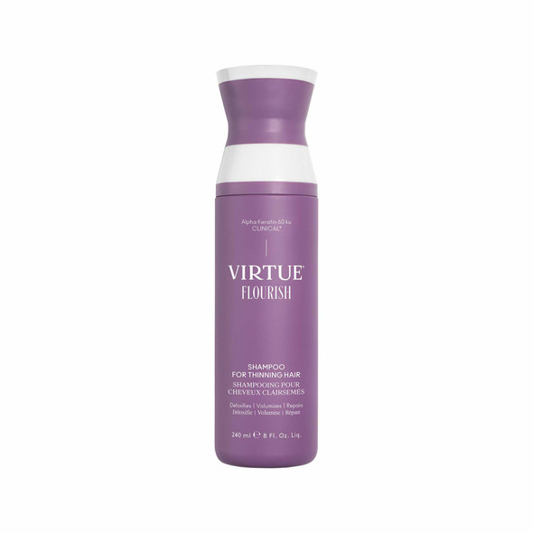 VIRTUE Flourish Sulfate Free Shampoo for Thinning Hair Volumizing Hair Growth Product Detoxifies and Repairs Color Safe - 8 Fl Oz