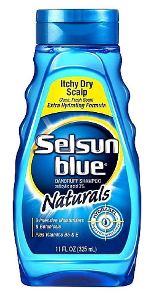 Selsun Blue Shampoo Naturals Dandruff Itchy Dry Scalp 11 Ounce (325ml) (3 Pack)