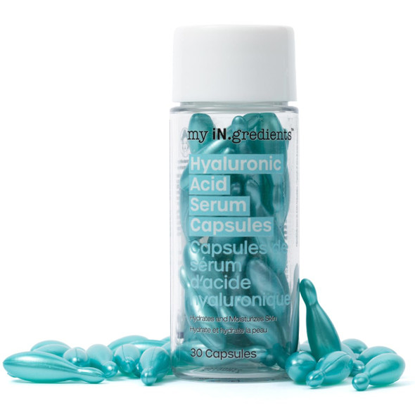 Masque Bar My Ingredients 10% Serum Capsules for Face - Serum Capsule for Evening Out Skin Tone & Instant Hydration Korean Skin Care Treatment 30 Mineral Oil Free Paraben Free (Hyaluronic Acid)