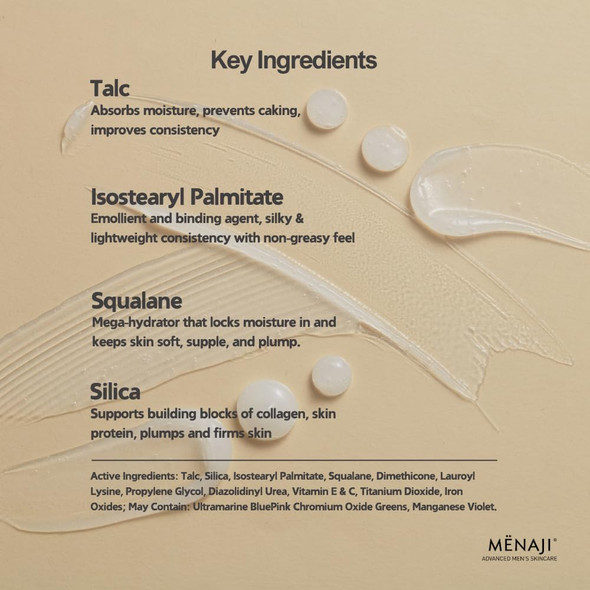 MËNAJI Anti-Shine Powder (HDPV) - Anti-Shine Face Make-Up for Men - Natural Looking Makeup - Mens Cosmetics - Dark