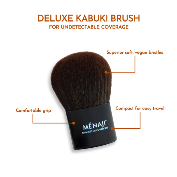 MENAJI Deluxe Kabuki Brush for Men - Professional Makeup Foundation Brush for Powder Liquid & Cream - Travel-Friendly makeup Brushes for Flawless Application