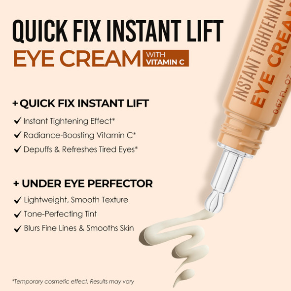 Quick Fix Vitamin C Instant Eye Tightener – Under Eye Cream for Dark Circles Puffiness & Bags – Dermatologist Tested Anti-Aging Korean Skin Care – Vegan Clean Beauty Cruelty-Free – .67 Fl Oz