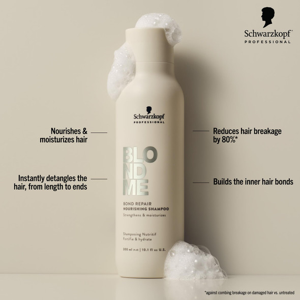 BlondMe Bond Repair Nourishing Shampoo for Blonde Hair 10.1 Fl Oz | Adds Moisture and Softness | Strengthens Repairs & Prevents Breakage |For Blonde Lightened & Grey Hair
