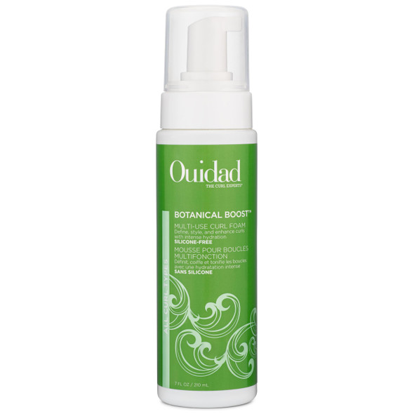 Ouidad Botanical Boost Multi-Use Mousse for Curly Hair 7 fl oz Lightweight Hair Styling Foam Curl Enhancer Restores Hydrates & Adds Shine No Silicone Sulfates & Parabens