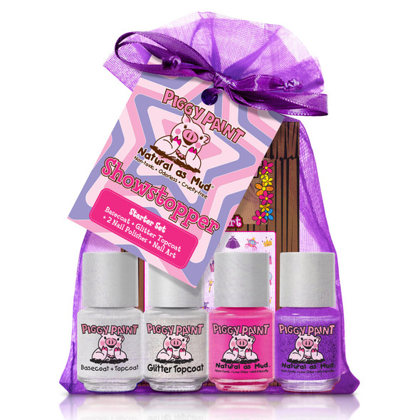 Piggy Paint | 100% Non-Toxic Girls Nail Polish | Safe Cruelty-free Vegan & Scented for Kids | Showstopper Starter Set