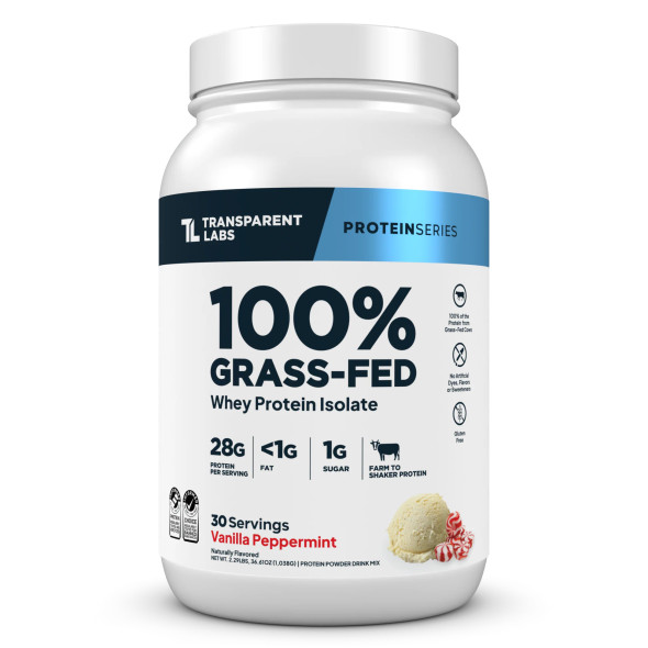 Transparent labs Grass-Fed Whey Protein Isolate- vanilla peppermint - 30 servings