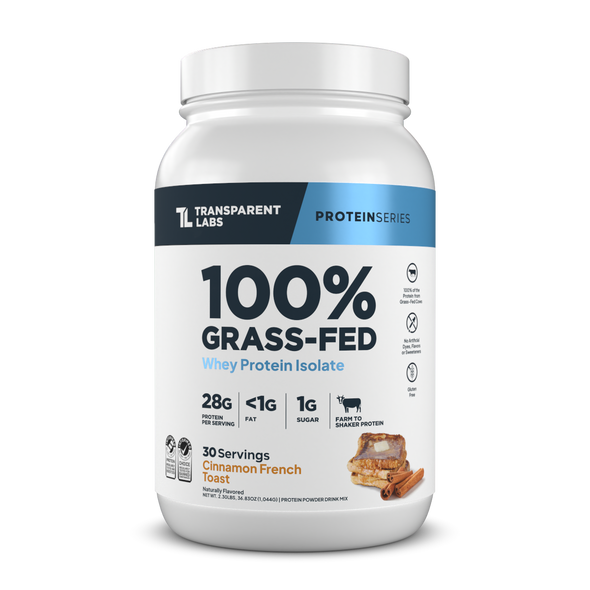Transparent labs Grass-Fed Whey Protein Isolate - Cinnamon French  Toast - 30 Servings