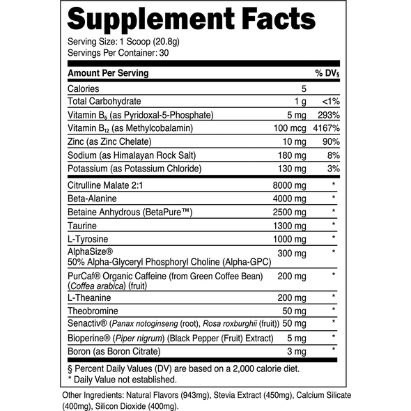 Transparent labs  Bulk Pre-Workout - Blue Raspberry - 30 Servings
