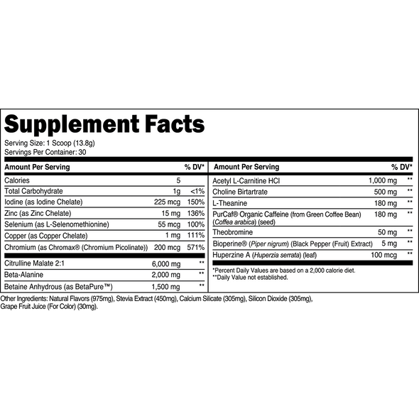Transparent labs Lean Pre-Workout - Sour Grape - 30 Servings