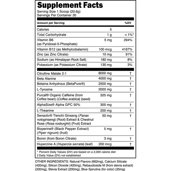 Transparent labs Bulk Black Pre-Workout - Blue Raspberry - 30 Servings