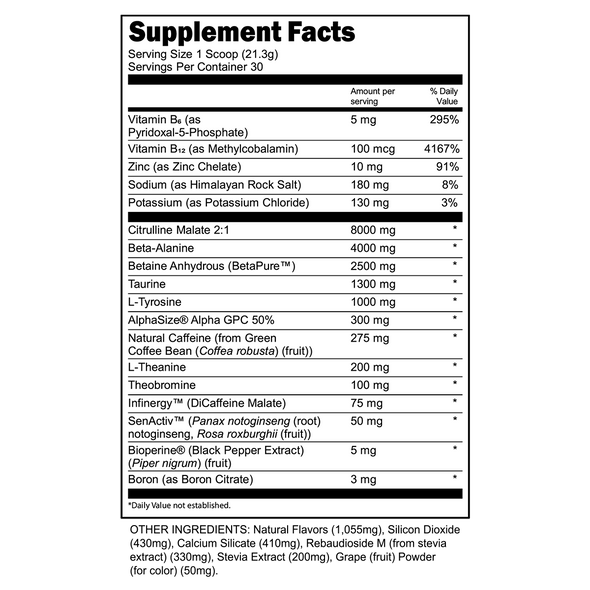 Transparent labs Bulk Black Pre-Workout - Blueberry Pomegranate - 30 Servings