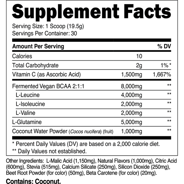 Transparent labs BCAA Glutamine - Tropical Punch - 30 Servings