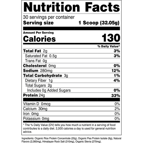 Transparent labs Organic Vegan Plant-Based Protein Isolate - French Vanilla - 30 Servings