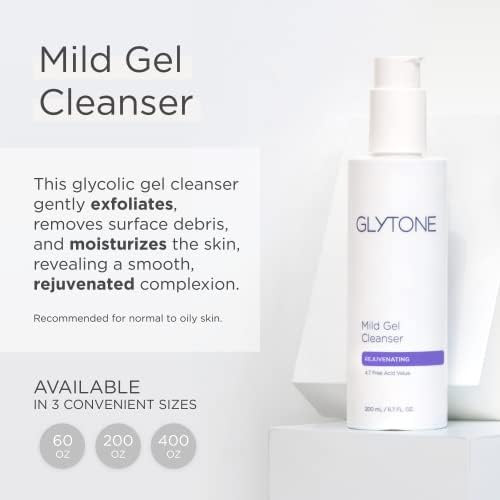 Glytone Mild Gel Exfoliating Cleanser Pure Glycolic Acid Face Wash for Moisturizing & Rejuvenating Skin Vegan & Fragrance-Free Face Exfoliator Scrub for All Skin Types 2 fl. Oz.