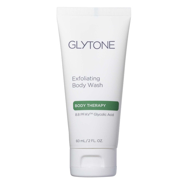 GLYTONE Glycolic Acid Body Wash – Exfoliating & Moisturizing Body Wash for Dry Skin Reduce Keratosis Pilaris – Fragrance-Free Exfoliator with Glycolic Acid for Rough & Bumpy Skin 2 Fl Oz