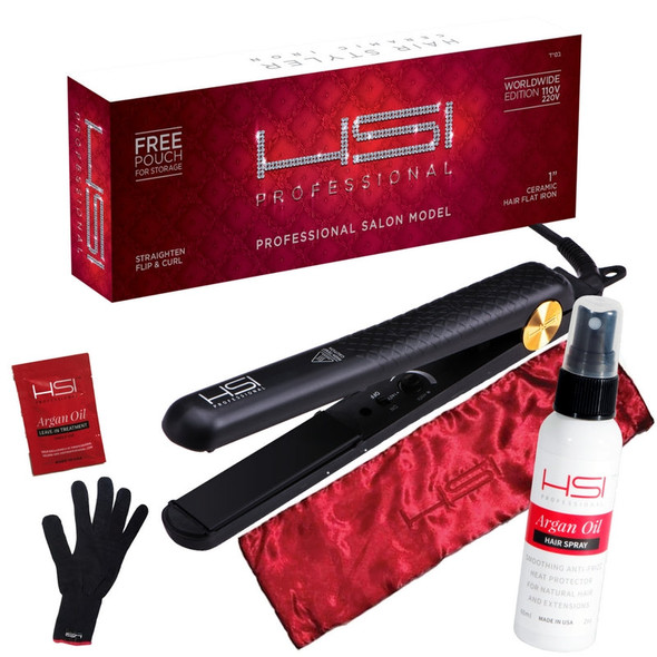 HSI Professional HSI Glider Original Ceramic Flat Iron Hair Straightener & 2oz Thermal