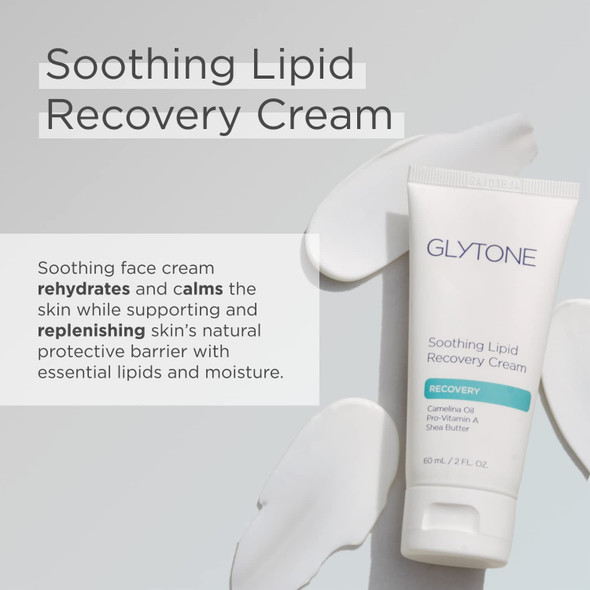 Glytone Soothing Lipid Recovery Cream | Face Moisturizer Hydrates Calms & Restores Skin Barrier with Camelina Oil Pro-Vitamin A & Shea Butter | Soothing Cream for Dry and Sensitive Skin - 2 fl oz
