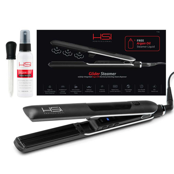 HSI Professional Glider Steamer Ceramic Flat Iron w/Steam Dispenser