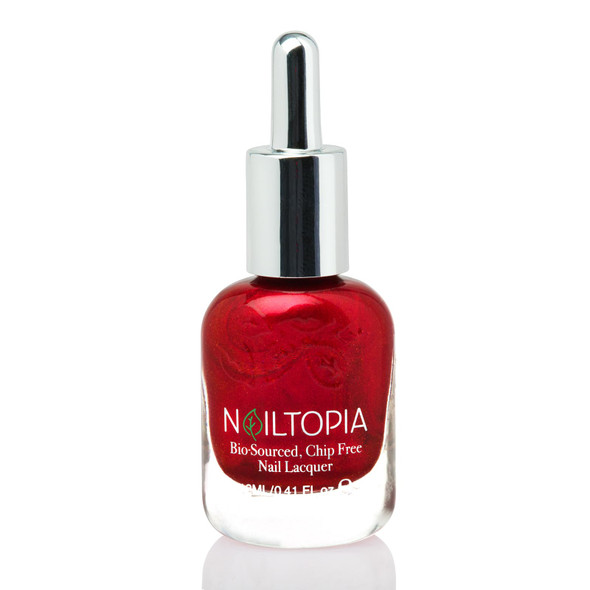 Nailtopia - Plant-Based Chip Free Nail Lacquer - Non Toxic Bio-Sourced Long-Lasting Strengthening Polish - Run Now Wine Later (Wine Red) - 0.41oz